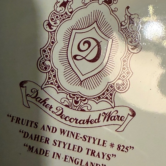 Vintage Daher Decorated Ware Tin Fruits And Wine 825 Serving Tray England - Picture 5 of 12